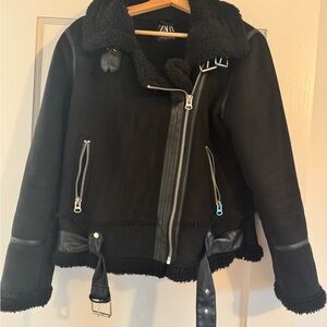 Zara Black Shearling Jacket